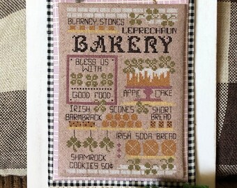 Counted Cross Stitch Pattern, Leprechaun Bakery, Shamrock, St Patricks Day, Carolyn Robbins, KiraLyns Needlearts. PATTERN ONLY