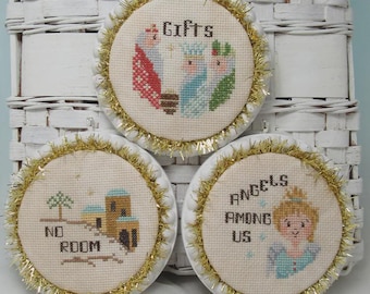 Counted Cross Stitch Pattern, More Holy Night, Ornaments, Country Chic, Christmas Decor, Wisemen, Angel, KiraLyn's Needlearts, PATTERN ONLY