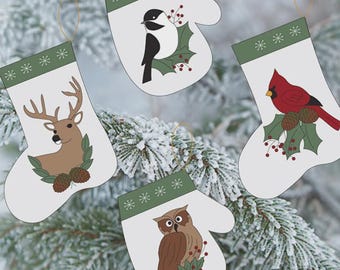 Wool Applique Pattern and Kit, White Pine, Christmas Stocking Mitten Ornaments, Wool Kit, Rachel's of Greenfield, PATTERN AND KIT