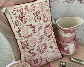 Counted Cross Stitch Pattern, Fleur de Noel, Christmas Decor, Alphabet Sampler, Pillow Ornament, J B W Designs, PATTERN ONLY
