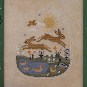 Counted Cross Stitch, In the Dale, Country Rustic, Spring Decor, Bunnies, Flower Motifs, Cosford Rise Stitchery, PATTERN ONLY