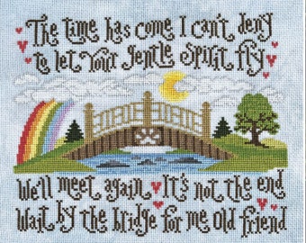 Counted Cross Stitch Pattern, Rainbow Crossing, Memorial, Bridge, Remembrance Sampler, Silver Creek Samplers, PATTERN ONLY