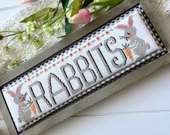 Counted Cross Stitch Pattern, Rabbits Word Swap, Spring Decor, Word Play Series, Stitching with the Housewives, PATTERN ONLY