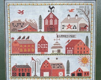 Counted Cross Stitch Pattern, Barnesville, Farmhouse Decor, Country Rustic, Barn Motifs, Crows, Carriage House Samplings, PATTERN ONLY