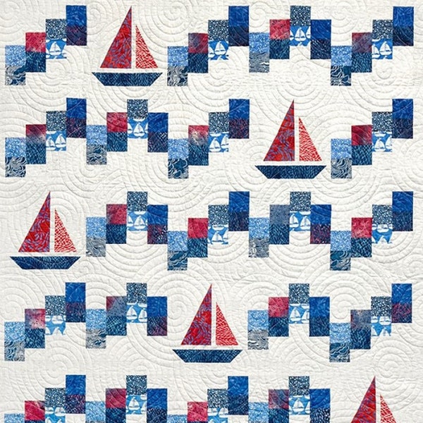 Quilt Pattern, Sailing School, Summer Decor, Beach Decor, Patchwork Quilt, Wall Hanging, Lap Quilt, Canuck Quilter Designs, PATTERN ONLY
