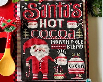 Counted Cross Stitch Pattern, Hot Cocoa, Santa Claus, Christmas Decor, Winter Hot Cocoa, Stitching Housewives, PATTERN ONLY