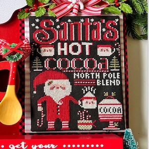 Counted Cross Stitch Pattern, Hot Cocoa, Santa Claus, Christmas Decor, Winter Hot Cocoa, Stitching Housewives, PATTERN ONLY
