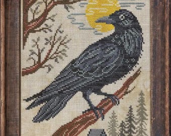 Counted Cross Stitch, A Year in the Woods II, The Crow, Koala, Wolf, Wildlife Animals, Forest, Cottage Garden Samplings, PATTERN ONLY