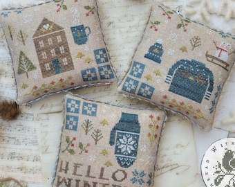 PRE-Order, Counted Cross Stitch Pattern, Winter Trio, Winter, Christmas Decor, Snowman, Primitive Decor, Brenda Gervais, PATTERN ONLY