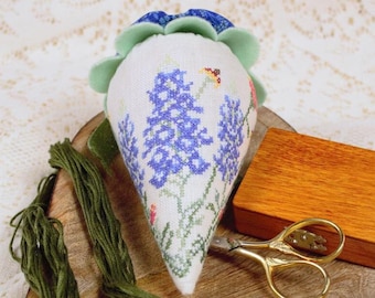 Counted Cross Stitch Pattern, Texas Wildflower Berry, Strawberry Pinkeep, Bowl Filler, Wildflower Stitching, PATTERN ONLY