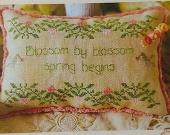 Counted Cross Stitch, Blossom by Blossom Spring Begins, Flower Motifs, Country Rustic, Spring Decor, Birds, MTV Designs, PATTERN ONLY