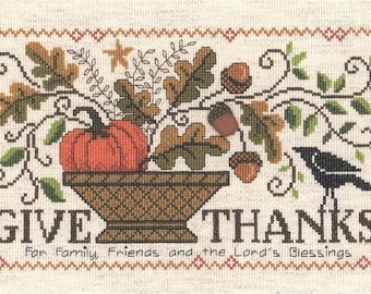 Counted Cross Stitch Pattern, The Lord's Blessing, Thanksgiving Decor, Pumpkin, Fall Decor, Imaginating, Diane Arthurs, PATTERN or KIT ONLY