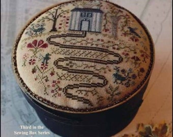 Counted Cross Stitch Pattern, The Long and Winding Road, Sewing Box, Pincushion, Pin Cushion, Paper Mache, Blackbird Designs, PATTERN ONLY