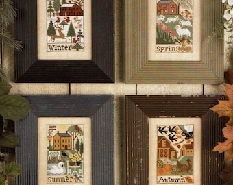 Counted Cross Stitch, Country Seasons, Winter, Spring, Summer, Fall, Sheep, Pumpkins, Patriotic Decor, The Prairie Schooler,  PATTERN ONLY