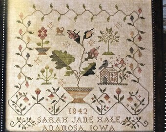 Counted Cross Stitch Pattern, My Heart Can Rest, French Sampler, Antique Reproduction, Reproduction Sampler, Blackbird Designs, PATTERN ONLY