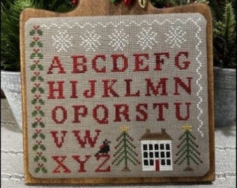 Counted Cross Stitch Pattern, Christmas Alphabet, Pillow Ornament, Holly Berry Motifs, Christmas Decor, The Scarlett House, PATTERN ONLY