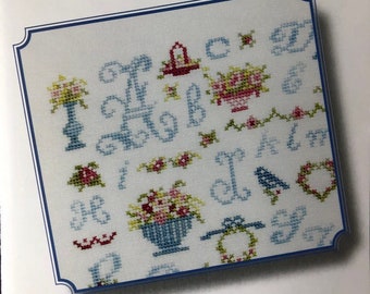 Counted Cross Stitch Pattern, Chintz Alphabet, Sweet Nothings, Alphabet Sampler, Bird Motifs, Flower Motifs, JBW Designs, PATTERN ONLY