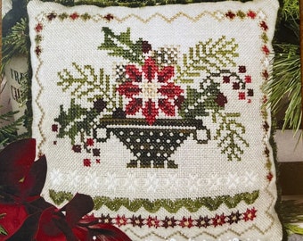 Counted Cross Stitch Pattern, Cozy Into Winter, Winter Decor, Poinsettia, Holly Leaves, Borders, Jeannette Douglas Designs, PATTERN ONLY