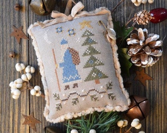 Counted Cross Stitch, Tallow Berry Santa, Christmas Tree, Winter Decor, Snowflakes, Christmas Decor, Annie Beez Folk Art, PATTERN ONLY