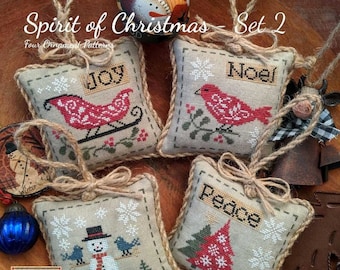 Counted Cross Stitch Pattern, Spirit of Christmas - Set 2, Christmas Ornaments, Ornament Pillows, Inspirational, Lila's Studio, PATTERN ONLY