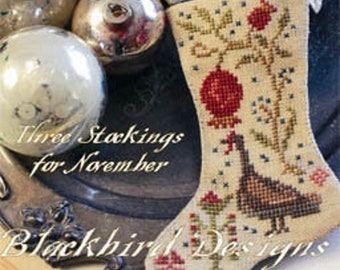 Counted Cross Stitch Pattern, Thankful November, Stocking Ornaments, Sampler, Harvest, Turkey, Thanksgiving, Blackbird Designs, PATTERN ONLY