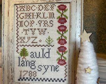 Cross Stitch Pattern, Robert Burns Sampler, Auld Lang Syne, Pillow Ornament, Alphabet, Tanya Marie Anderson, The Sampler Girl, PATTERN ONLY