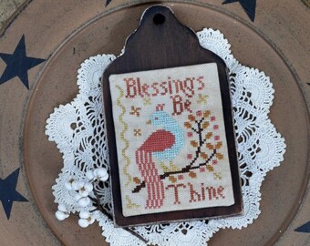 Counted Cross Stitch, Blessings Be Thine, Autumn Decor, Ornament, Bowl Filler, Autumn Motifs, Bird, Annie Beez Folk Art, PATTERN ONLY