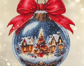 Counted Cross Stitch Pattern, Christmas Ball,  Christmas Decor, Country Winter Scene, Ornament, Les Petites Croix de Lucie, PATTERN ONLY