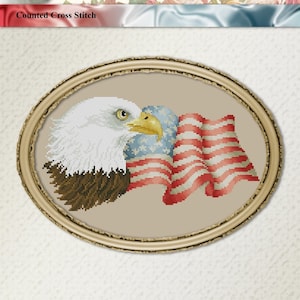 Counted Cross Stitch Pattern, Freedom and Glory, Patriotic Decor, Americana, Bald Eagle, Pamela Kellogg, Kitty & Me Designs, PATTERN ONLY