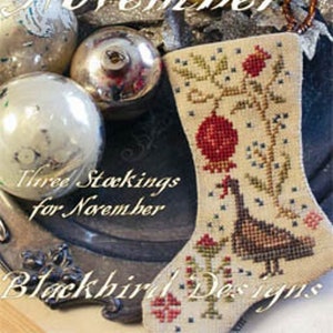 Counted Cross Stitch Pattern, Thankful November, Stocking Ornaments, Sampler, Harvest, Turkey, Thanksgiving, Blackbird Designs, PATTERN ONLY