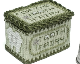 Counted Cross Stitch Pattern, Tooth Fairy Box, Treasure Box, Personalization, Tooth Motifs, Noteworthy Needle, PATTERN ONLY