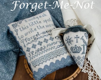 Counted Cross Stitch Pattern, Forget Me Not, Pillow Ornament, Bowl Fillers, Motifs, Smalls Trio, Erica Michaels, Pattern ONLY