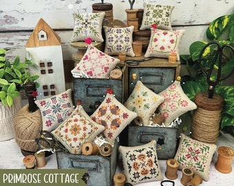 Counted Cross Stitch Pattern, 12 Monthly Minis, Pillow Ornaments, Bowl Fillers, Holidays, Primrose Cottage Stitches, PATTERN ONLY