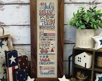 Counted Cross Stitch Pattern, 4th of July Rules, Patriotic, Americana, Old Glory, Wagon, Primrose Cottage Stitches, PATTERN ONLY