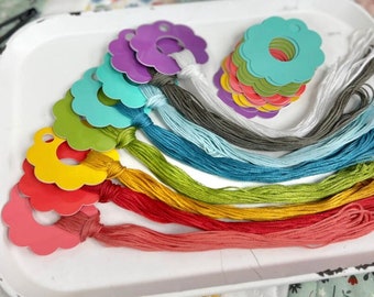 Flower Floss Drops, Thread Drops, Floss Holder, Flower Shape, Colorful Floss Drops, Primrose Cottage,