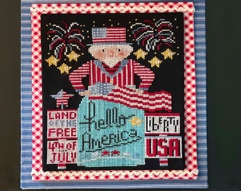 Counted Cross Stitch Pattern, Hello America, Uncle Sam, Patriotic Decor, Americana, Fireworks, Stitching Housewives, PATTERN ONLY