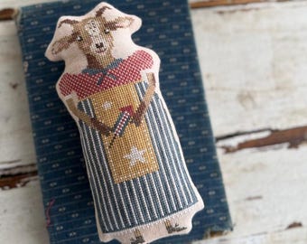 PRE-Order, Counted Cross Stitch Pattern, Abigail, Animal Cracker Series, Pin Keep Drum, Goat, Stacy Nash, PATTERN ONLY