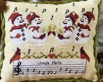 Counted Cross Stitch, Jingle Bells, Bowl Filler, Snowmen, Snow, Musical Note Motifs, Country Rustic, Winter Decor, MTV Designs, PATTERN ONLY
