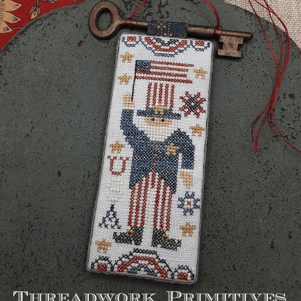 Counted Cross Stitch Pattern, Uncle Sam, Patriotic Decor, Americana, Primitive Decor, Nan Lewis, Threadwork Primitives, PATTERN ONLY