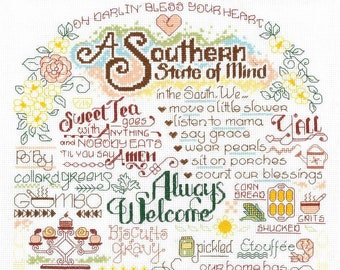 Counted Cross Stitch Pattern, Let's Visit the South, Cross Stitch, Sweet Tea, Grits, Gumbo, Ursula Michael, Imaginating, PATTERN or KIT ONLY