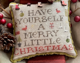 Counted Cross Stitch Pattern, Merry Little Christmas, Christmas Decor, Cardinal, Ornament, Shakespeare's Peddler, PATTERN ONLY