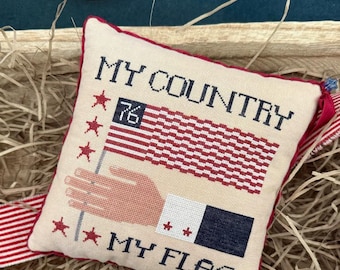 Counted Cross Stitch Pattern, My Flag, Patriotic Decor, Americana Decor, Teresa Kogut, PATTERN ONLY