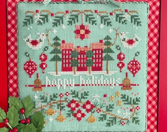 Cross Stitch Pattern, All is Bright, Christmas Decor, Doves, Ornaments, Holly, Hands On Design, PATTERN ONLY