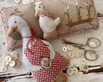 PRE-Order, Counted Cross Stitch Pattern, Olive, Animal Cracker Series, Pin Keep, Goose, Gosling, Stacy Nash, PATTERN ONLY