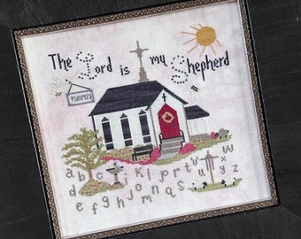 Cross Stitch Pattern, Spring Blessings, Spring Decor, Alphabet Sampler, Religious, Psalm 23, Finally a Farmgirl, PATTERN ONLY
