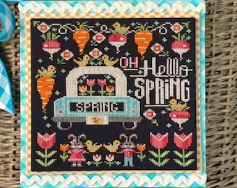 Counted Cross Stitch Pattern, Oh Hello Spring, Spring Decor, Tulips, Back Up the Truck, Stitching Housewives, PATTERN ONLY