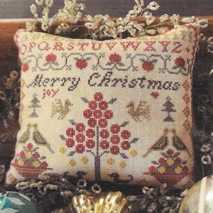 Cross Stitch Pattern, A Merry Christmas Sampler, Cross Stitch Sampler, Christmas Decor, Ornament, Primitive Decor, La-D-Da, PATTERN ONLY