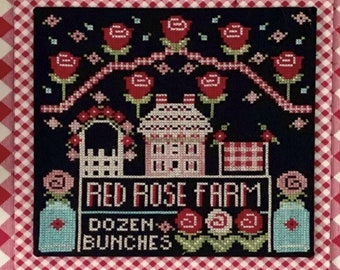 Counted Cross Stitch Pattern, Calendar Crates, February, Red Rose Farm, Winter Decor, Roses, Stitching Housewives, PATTERN ONLY