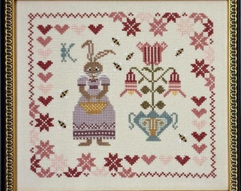 PRE-Order, Counted Cross Stitch Pattern, Wilhelmina, Home Decor, Rabbit, Flower Motifs, Fox and Rabbit, PATTERN ONLY