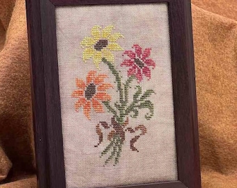 Counted Cross Stitch Pattern, Trio of Autumn Flowers, Bowl Filler, Pillow Ornament, Arlene Cohen, Works by A B C, PATTERN ONLY
